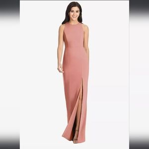 Dessy Collection Diamond Cutout Back Trumpet Gown With Front Slit In Des…
